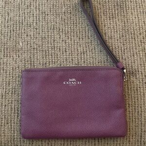Coach Wristlet Wallet - Purple Pebbled Leather - Top, Corner Zip